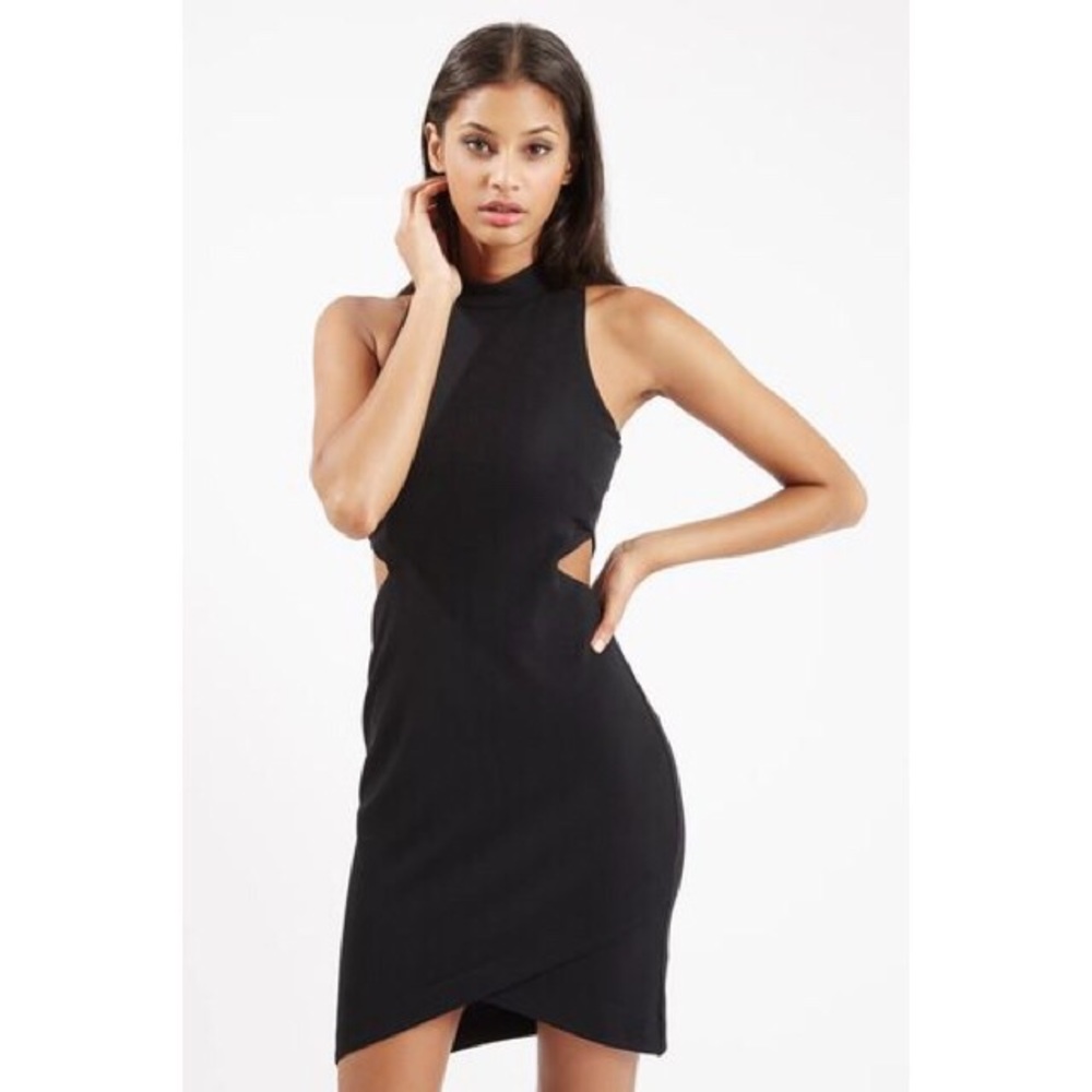 Topshop Cut Out Mini Dress Party Clubbing Large Black LBD Nordstrom